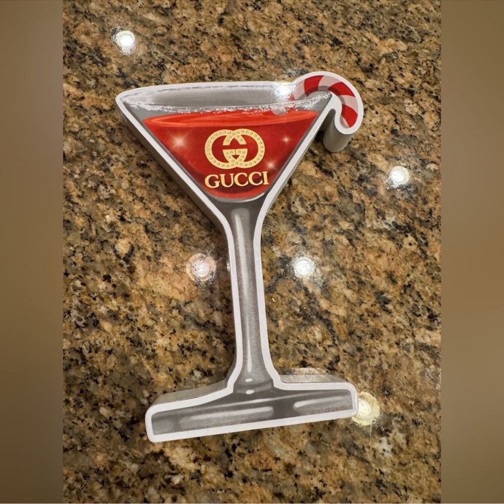 Gucci Red and Silver Cocktail Glass Wooden Decor
